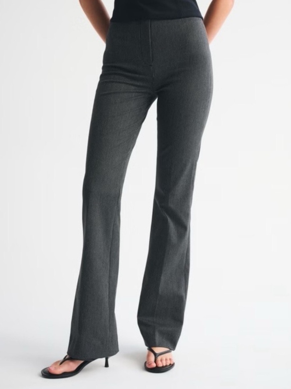 Abercrombie Women’s Forme Bootcut Dark Gray Pinstripe Flare Pants - Size 27 NWOT